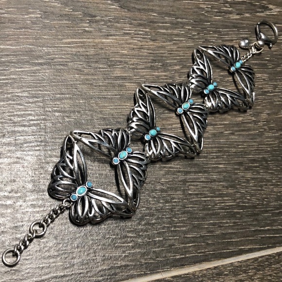 Fossil Silver-Tone Turquoise Butterfly Bracelet - Picture 11 of 11